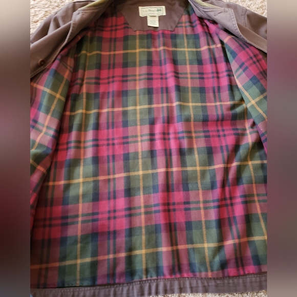 L.L. Bean original field coat cotton plaid lined canvas hunting olive mens XL - Picture 3 of 8